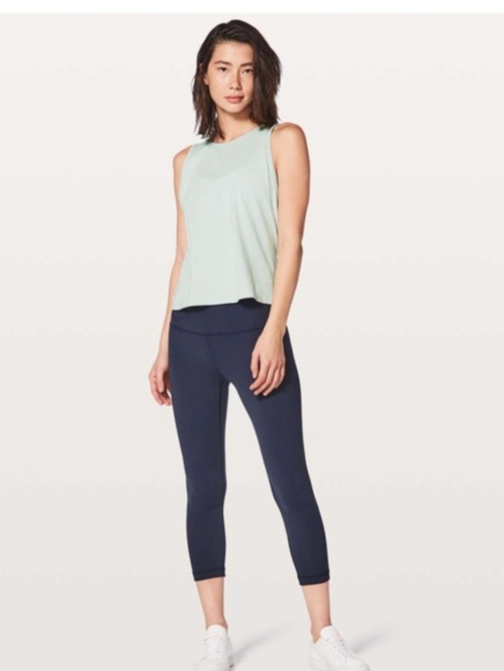 NWOT Lululemon Twist It Tank. Soft + breathable Pima Cotton Storm Blue. Size L